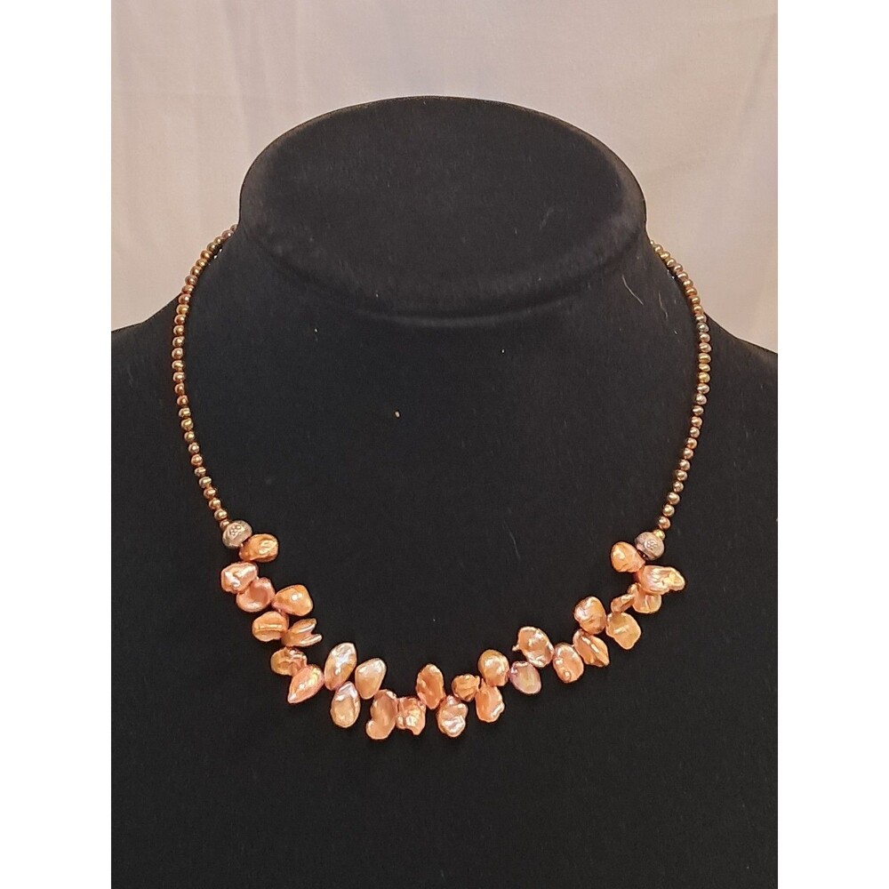 NWT Peyote Bird Keshi Pearls Rose Gold  Freshwater Pearls Necklace 16.5"